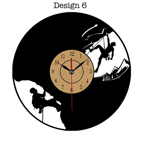 Vinyl wandklok met klimmen thema