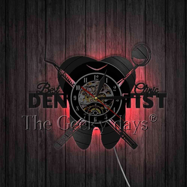 Originele vinyl klok voor tandartspraktijk