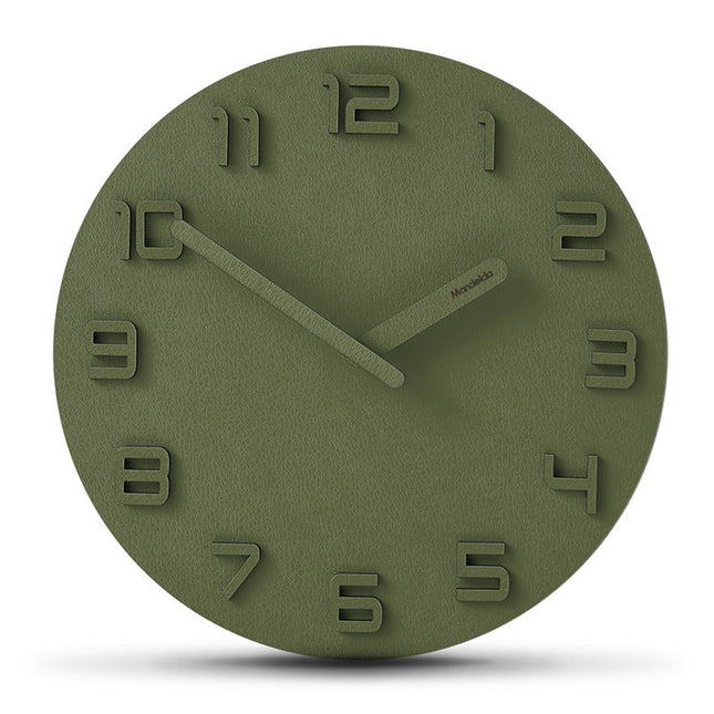 Minimalistische groene 3D wandklok hout