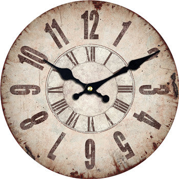 Ronde wandklok met verweerde uitstraling