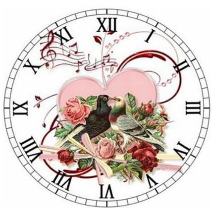 Landelijke wandklok met bloemen en gieter