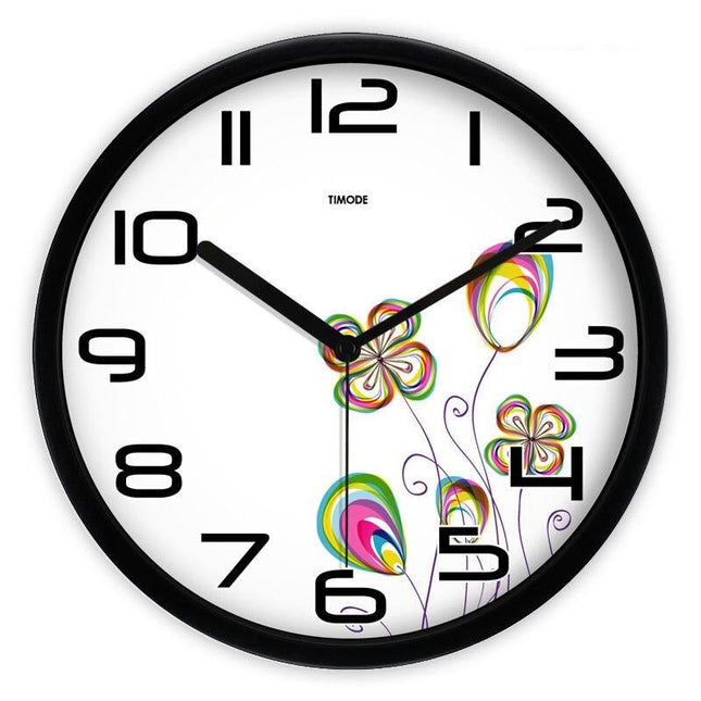 Wandklok met kleurrijke bloemen tekening
