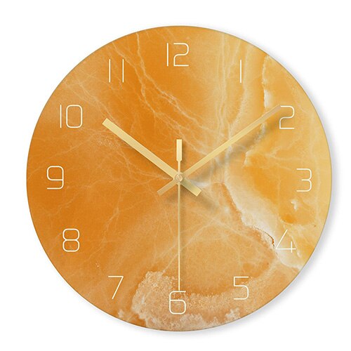 Luxe Wandklok Marmerpatroon Gouden Cijfers