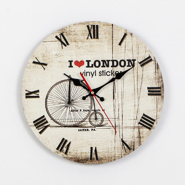 Vintage Amerikaanse wandklok met houtlook