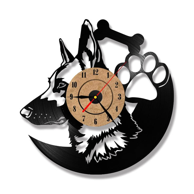 Vinyl wandklok met Duitse herder