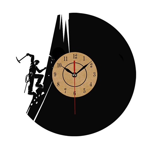 Vinyl wandklok met klimmen thema
