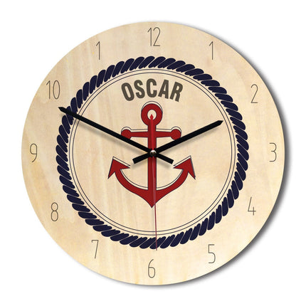 Houten kinderklok met vliegtuig illustratie