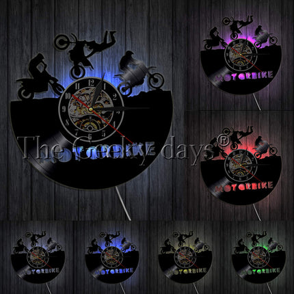 Wandklok motorcross design van vinylplaat