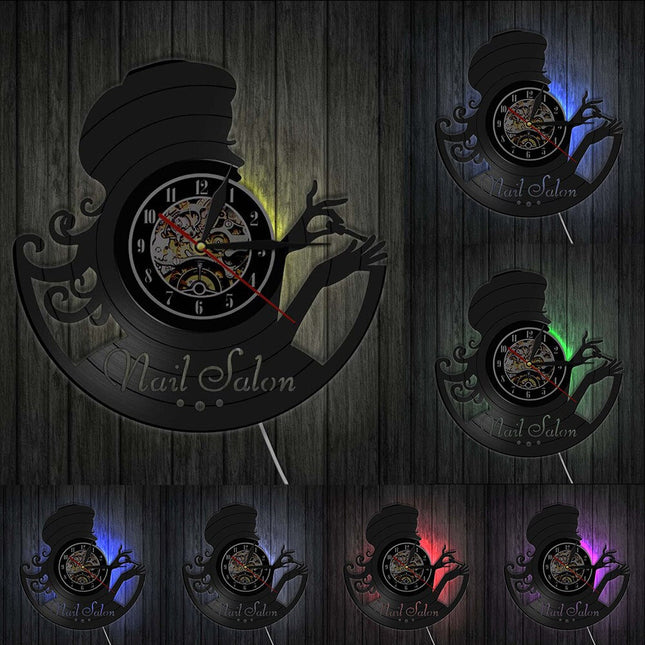 Vinyl wandklok decoratie voor nagelsalon