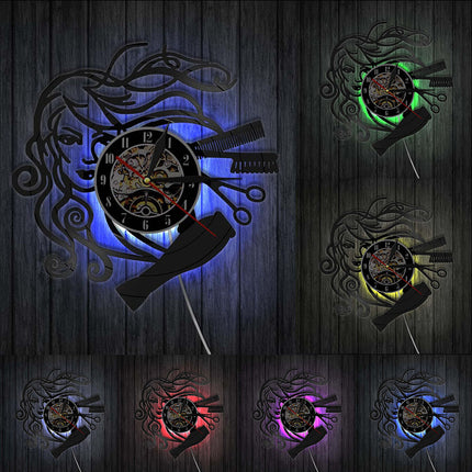 Decoratieve vinyl klok voor kapsalon