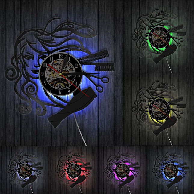 Decoratieve vinyl klok voor kapsalon