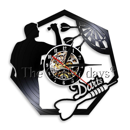 Unieke vinyl wandklok voor darters