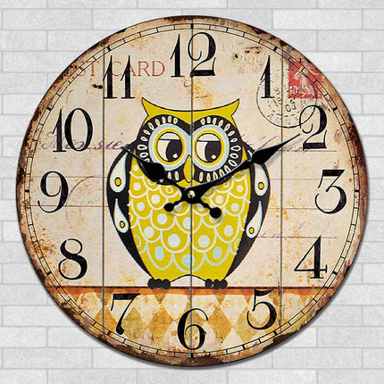 Vintage wandklok met uil voor kinderkamer
