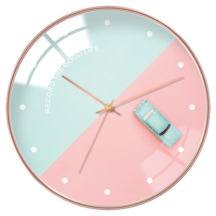 Design Wandklok Hout met Geel