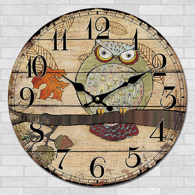 Vintage wandklok met uil voor kinderkamer