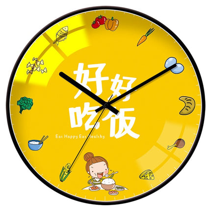 Design Wandklok Hout met Geel