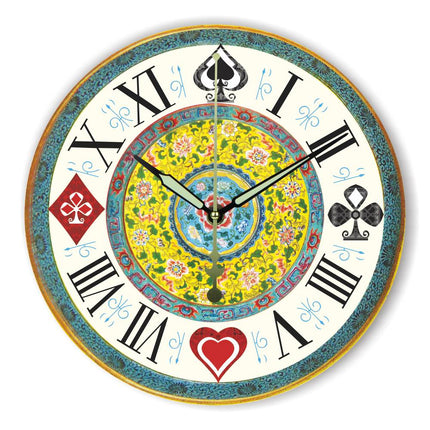 Decoratieve wandklok speelkaarten design