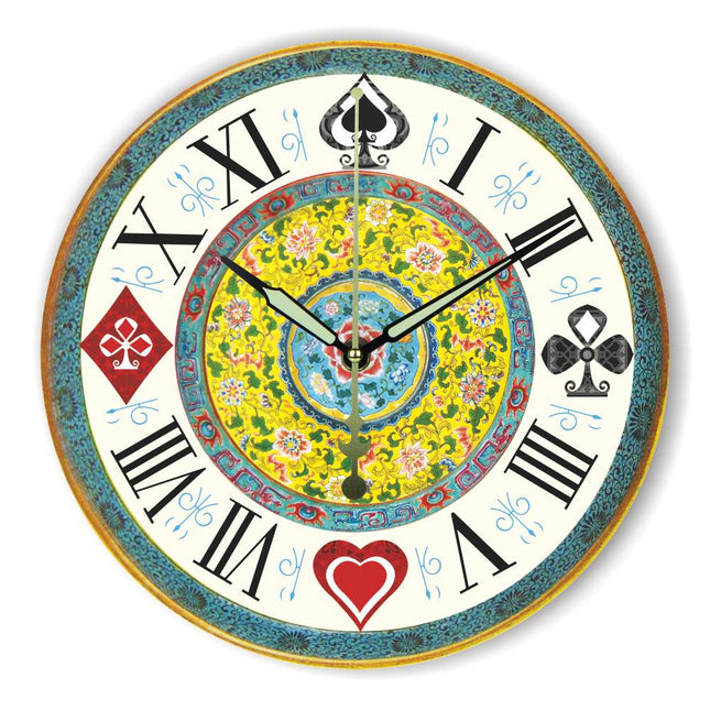 Decoratieve wandklok speelkaarten design