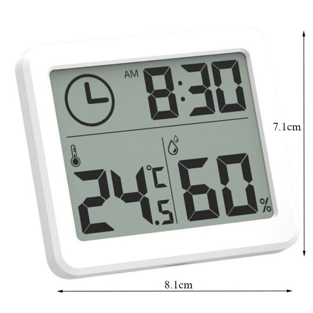 Witte digitale bureauklok met thermometer