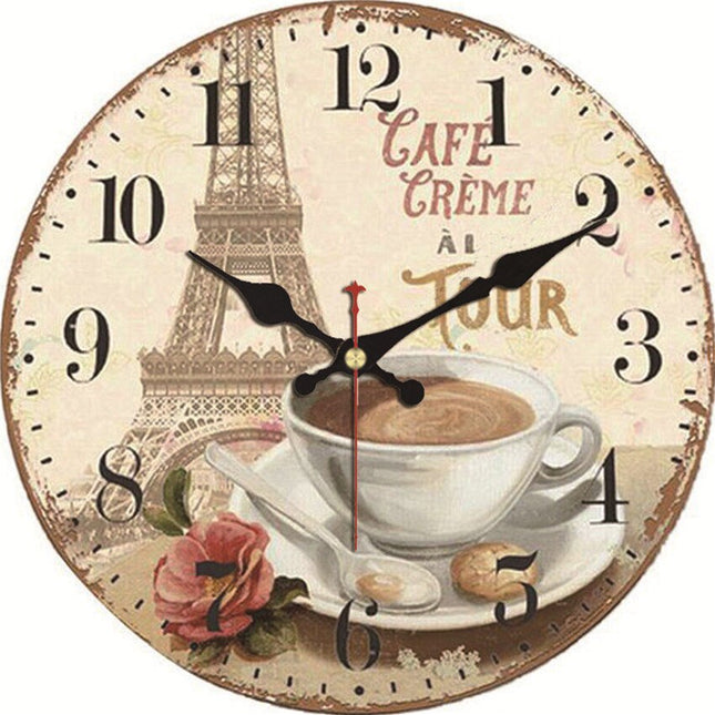 Vintage wandklok Parijs café thema
