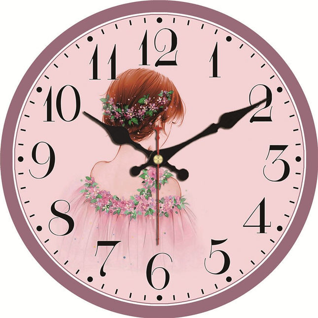 Roze houten wandklok voor meisjeskamer