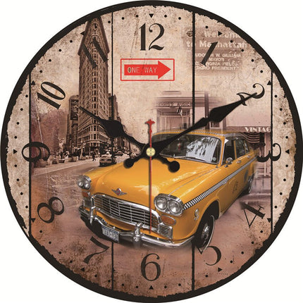 Retro wandklok met New York taxi