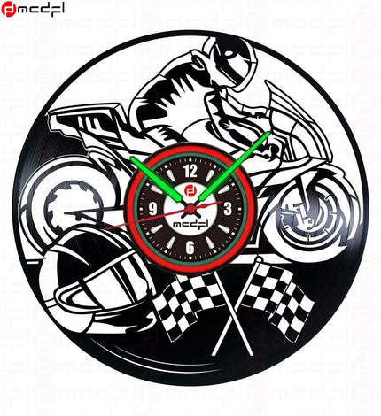 Motorcross wandklok rood en groen