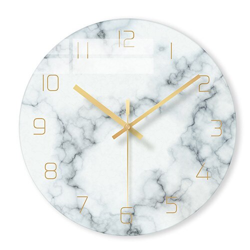 Luxe Wandklok Marmerpatroon Gouden Cijfers