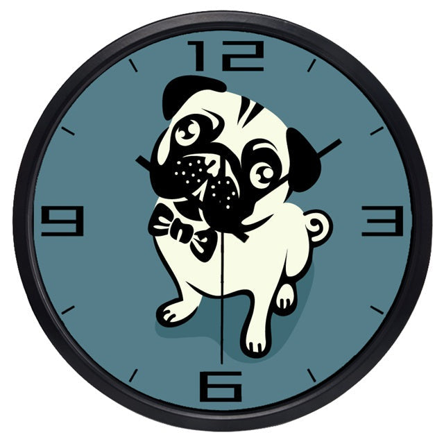 Grappige kinderklok met cartoon mopshond