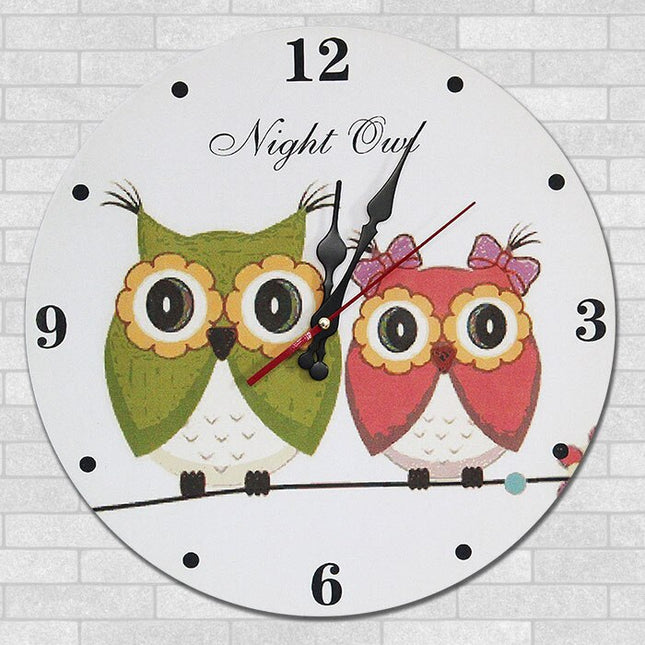 Vintage wandklok met uil voor kinderkamer