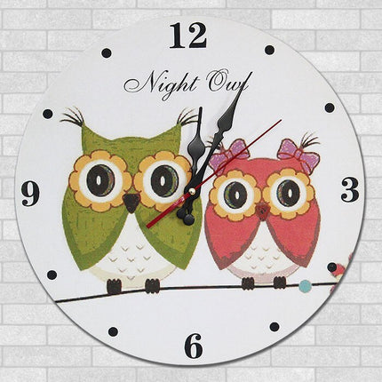 Vintage wandklok met uil voor kinderkamer