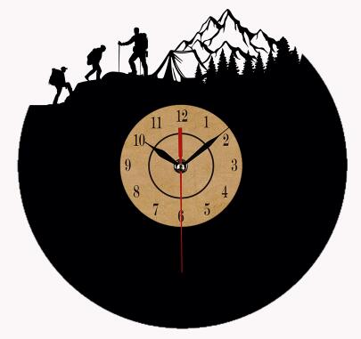 Vinyl wandklok met klimmen thema