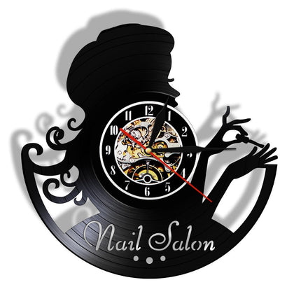 Vinyl wandklok decoratie voor nagelsalon