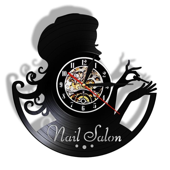 Vinyl wandklok decoratie voor nagelsalon