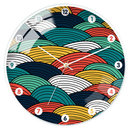 Design Wandklok Hout met Geel