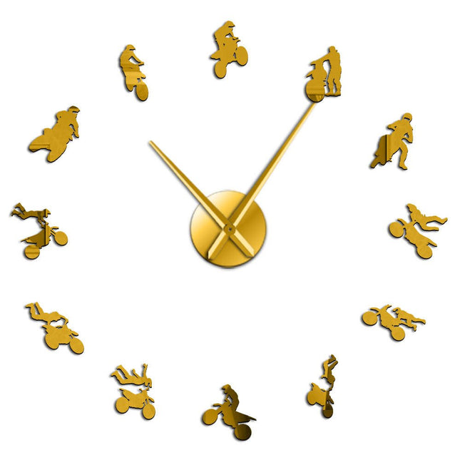 Grote 3D motor wandklok sticker