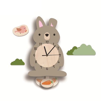 Wandklok kinderkamer met roze flamingo