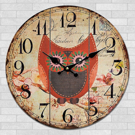 Vintage wandklok met uil voor kinderkamer