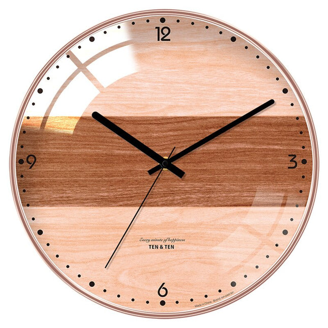 Design Wandklok Hout met Geel