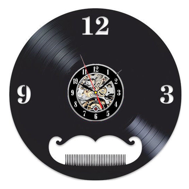 Barbershop thema vinyl wandklok