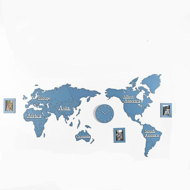 Wereldkaart wandklok als muursticker