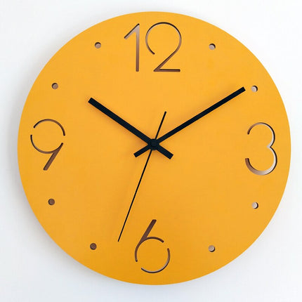 Moderne gele minimalistische design wandklok