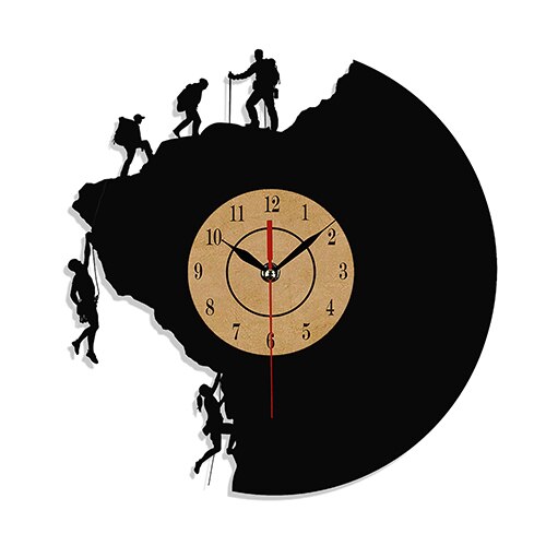 Vinyl wandklok met klimmen thema