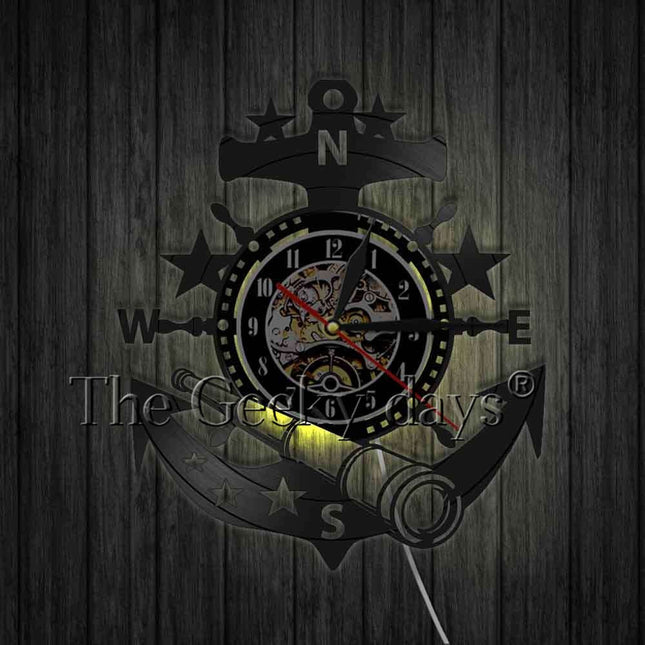 Marine vinylplaat klok met anker