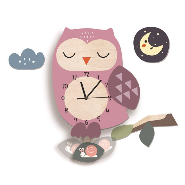 Wandklok kinderkamer met roze flamingo