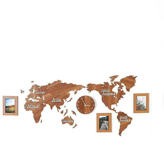 Wereldkaart wandklok als muursticker