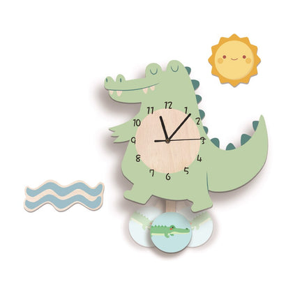 Wandklok kinderkamer met roze flamingo