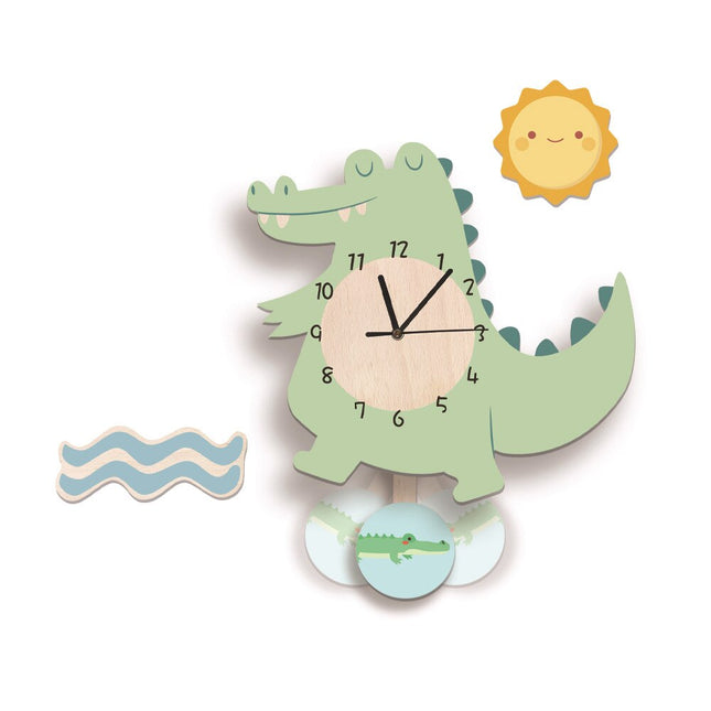 Wandklok kinderkamer met roze flamingo