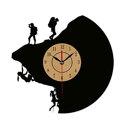 Vinyl wandklok met klimmen thema