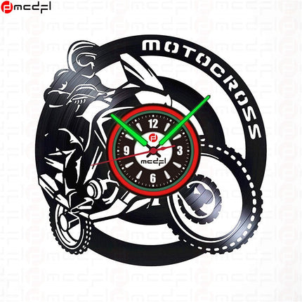 Motorcross wandklok rood en groen